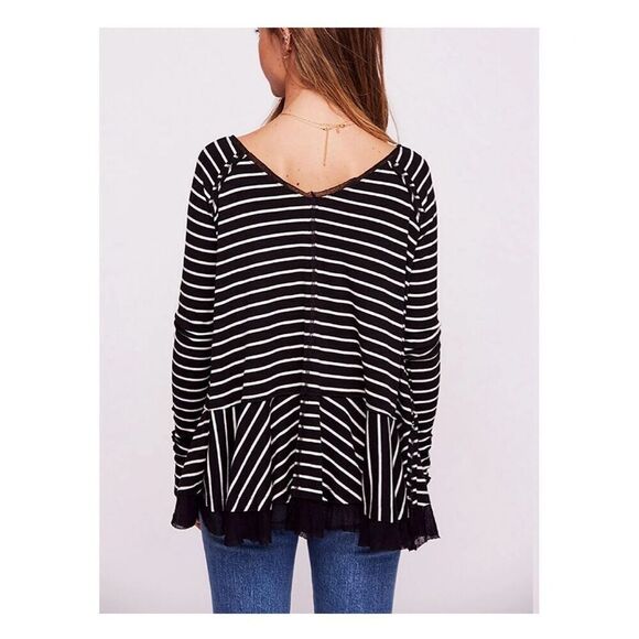 ✨Free People Tangerine Stripe Black Sz Small Top✨ - Picture 2 of 11